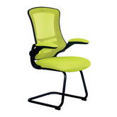 Nautilus Designs Luna Designer High Back Mesh Green Cantilever Visitor Chair With Folding Arms and Black Shell/Frame - BCM/L1302V/GN DD